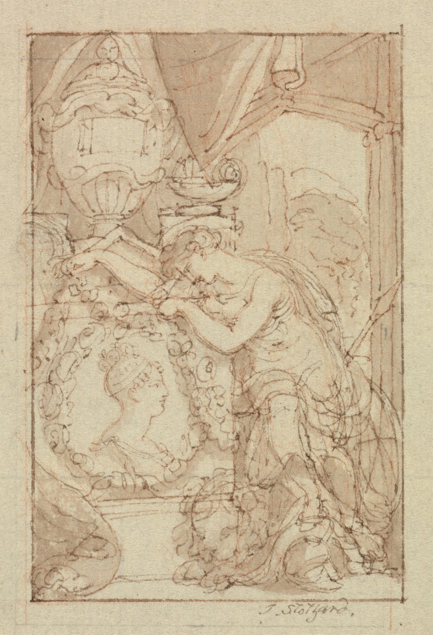 İsimsiz (kağıt üzerine kalem ve kahverengi mürekkep) by Thomas Stothard