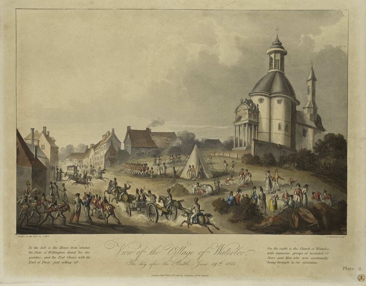 Waterloo köyünün görünümü, savaştan bir gün sonra, 19 Haziran 1815, A.M.S