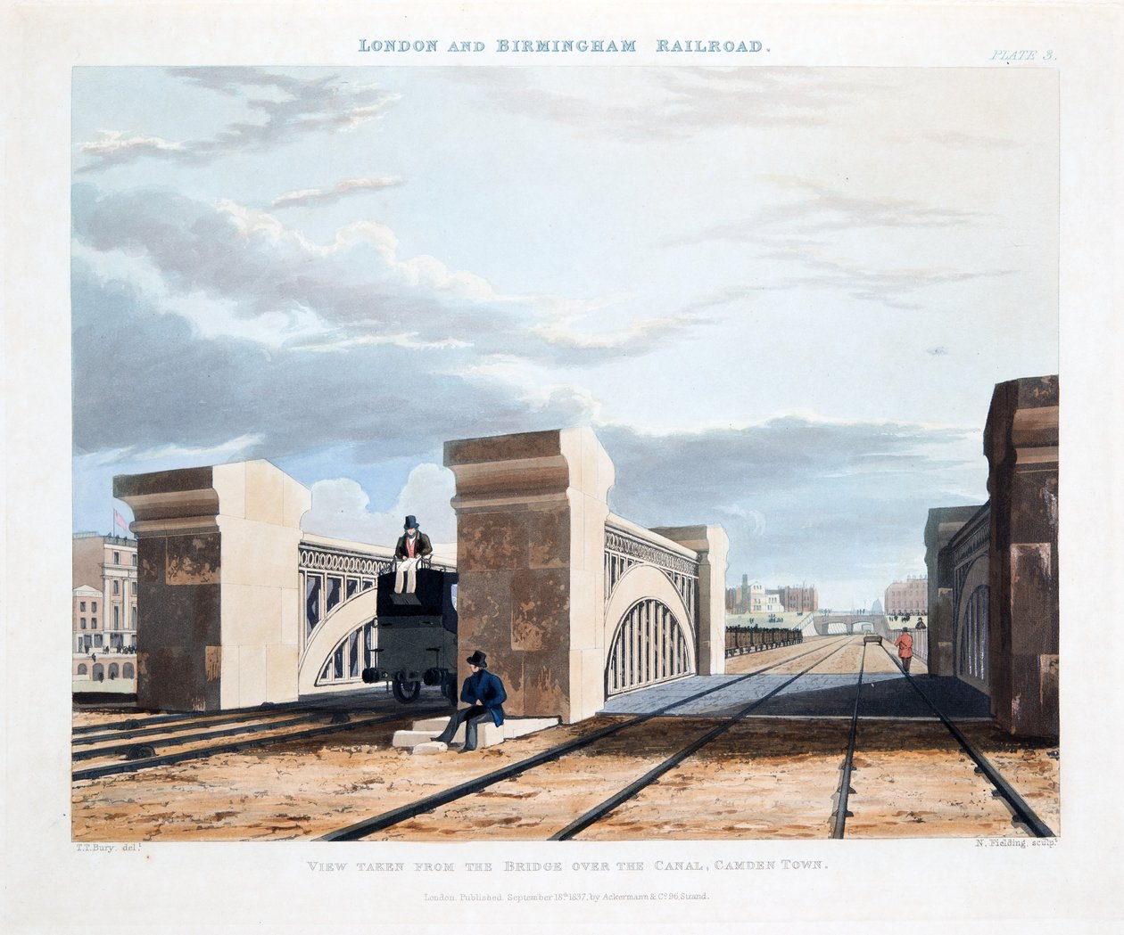 ಕ್ಯಾಮ್ಡೆನ್ ಟೌನ್, 1837 (ಕೈ ಬಣ್ಣದ ಕೆತ್ತನೆ) ಟರ್ಕ್‌ನ ಕಾಲುವೆಯ ಮೇಲಿನ ಸೇತುವೆಯಿಂದ ತೆಗೆದ ನೋಟ by Thomas Talbot Bury