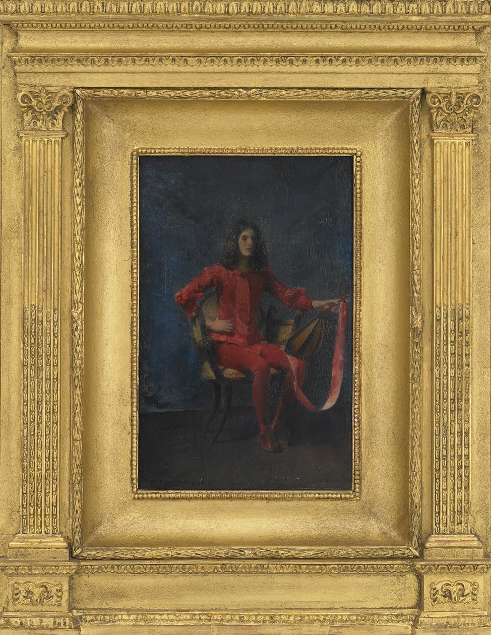La Comedienne, 1906 (ahşap panel üzerine yağlı boya) by Thomas Wilmer Dewing