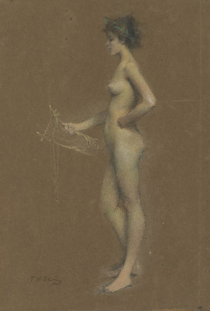 Sappho, 1893-94 (kahverengi kağıt üzerine pastel) by Thomas Wilmer Dewing