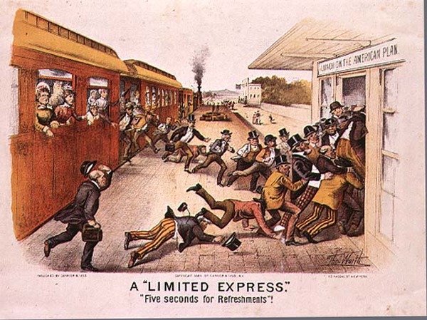 Sınırlı Ekspres, İkramlar için Beş Saniye, pub. Currier ve Ives tarafından New York