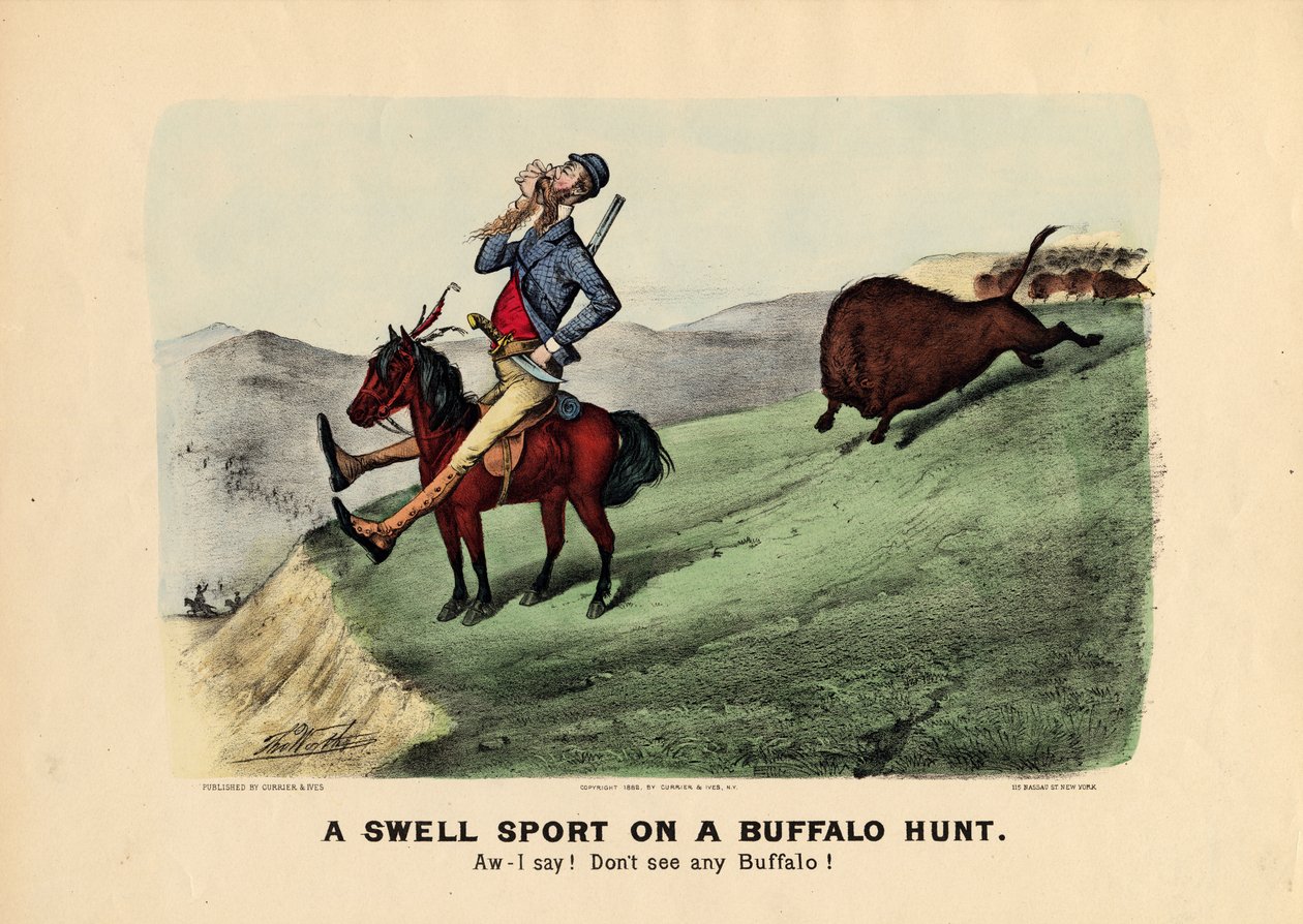 Bufalo avında harika bir spor, bar. Currier ve Ives tarafından, 1882 by Thomas Worth