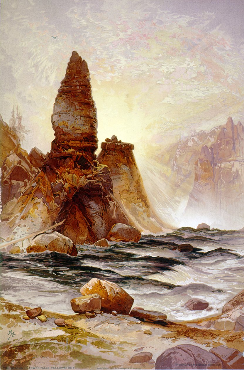 Tower of Tower Falls, Yellowstone' by Thomas (after) Moran