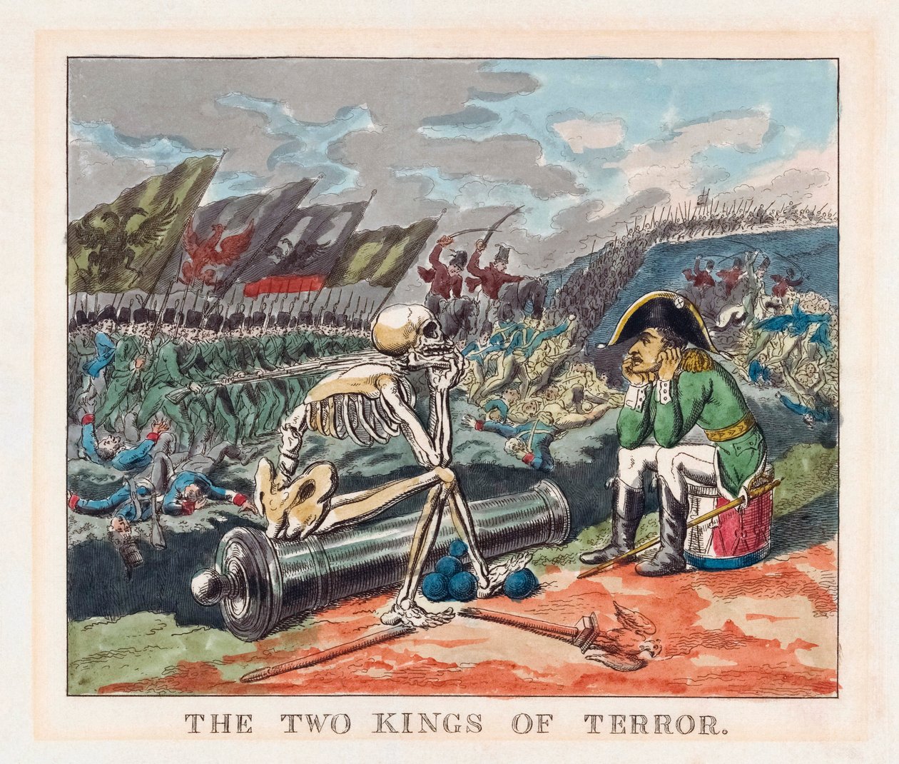 Terörün İki Kralı. Napolyon ve ölüm. by Thomas (after) Rowlandson