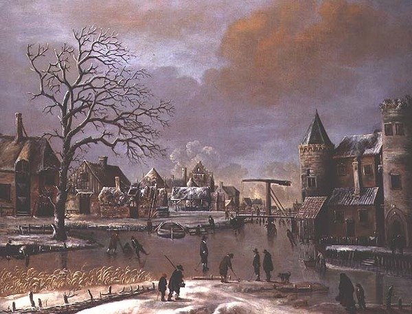Donmuş bir kanalda patenciler by Thomas Heeremans