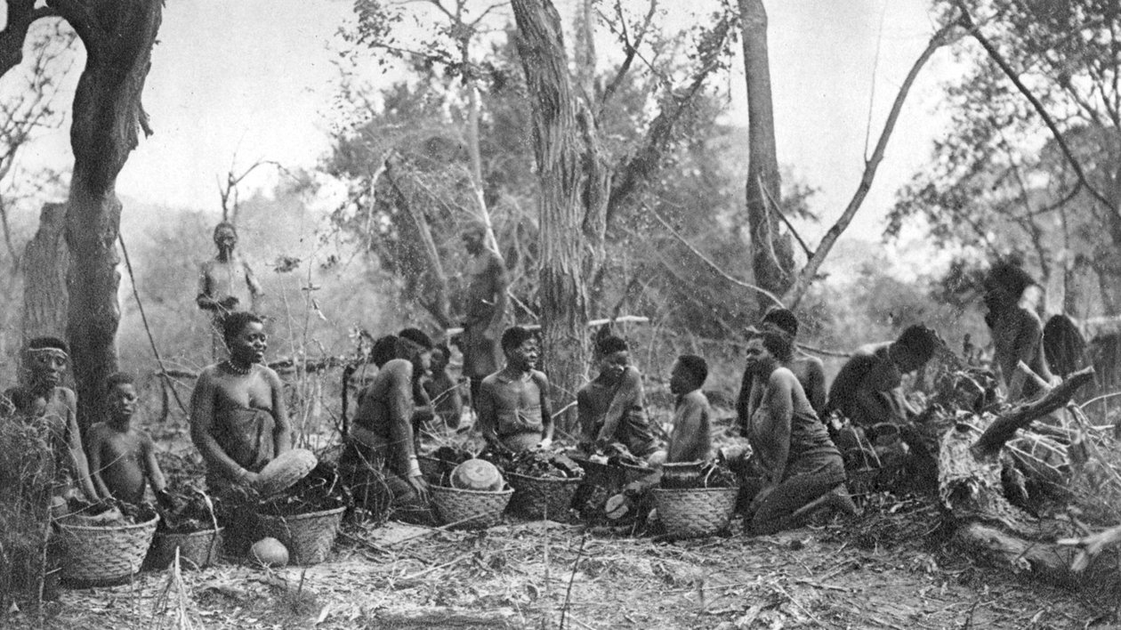 Su aygırı eti sepetleriyle yerli kadınlar, Karoo, Güney Afrika, 1924 1927 by Thomas A. Glover