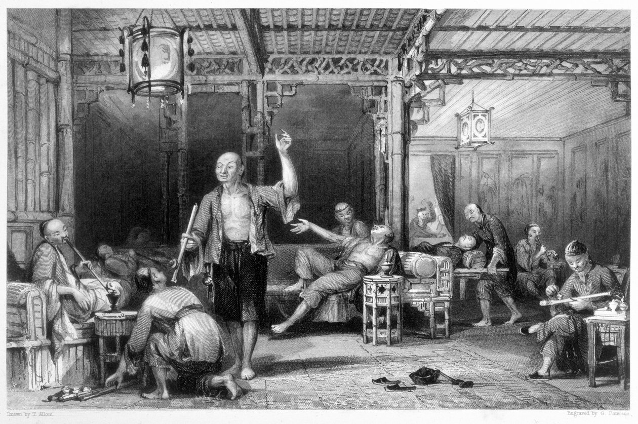 Çinli afyon tiryakileri, 1843 by Thomas Allom