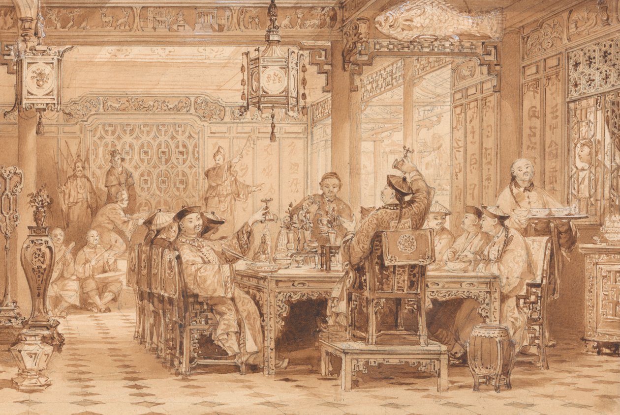 Bir Mandarin'in Evinde Akşam Yemeği Partisi by Thomas Allom