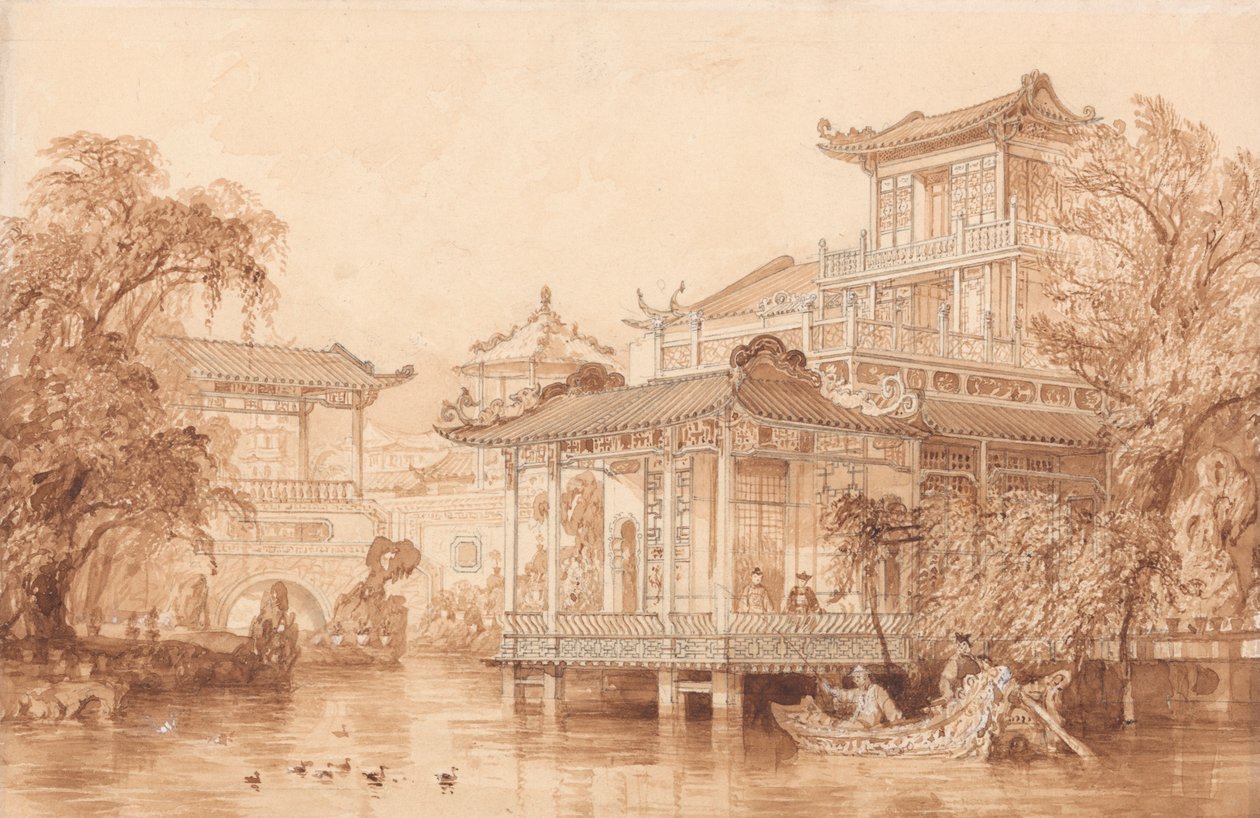 Kanton yakınlarındaki bir Çinli Tüccar Evi by Thomas Allom