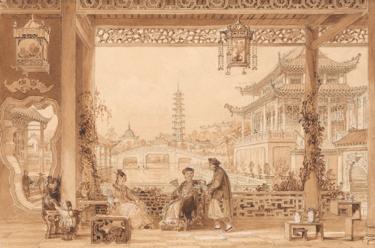 Pekin'deki Mandarin Evi'nin Terası by Thomas Allom