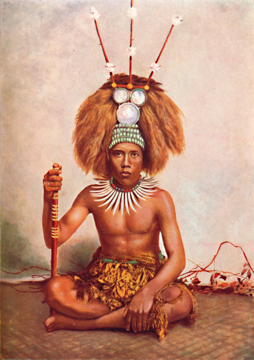 Tam tören kostümü giymiş bir Samoalı şef, 1902 by Thomas Andrew
