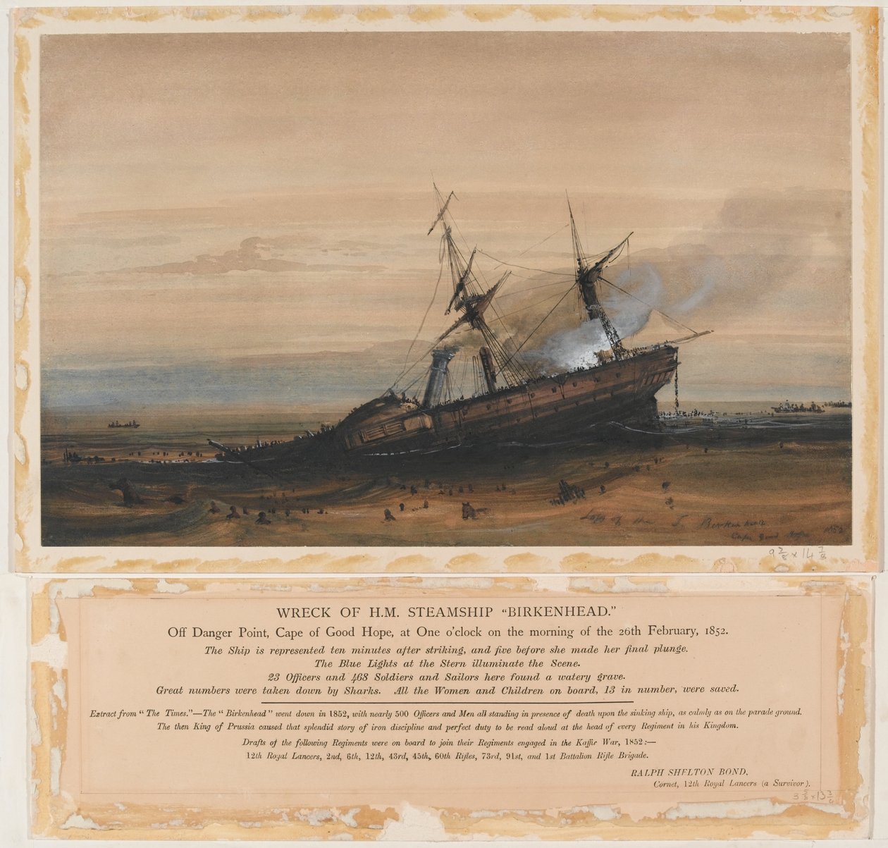 HM Vapuru "Birkenhead" Batığı (suluboya) by Thomas Baines