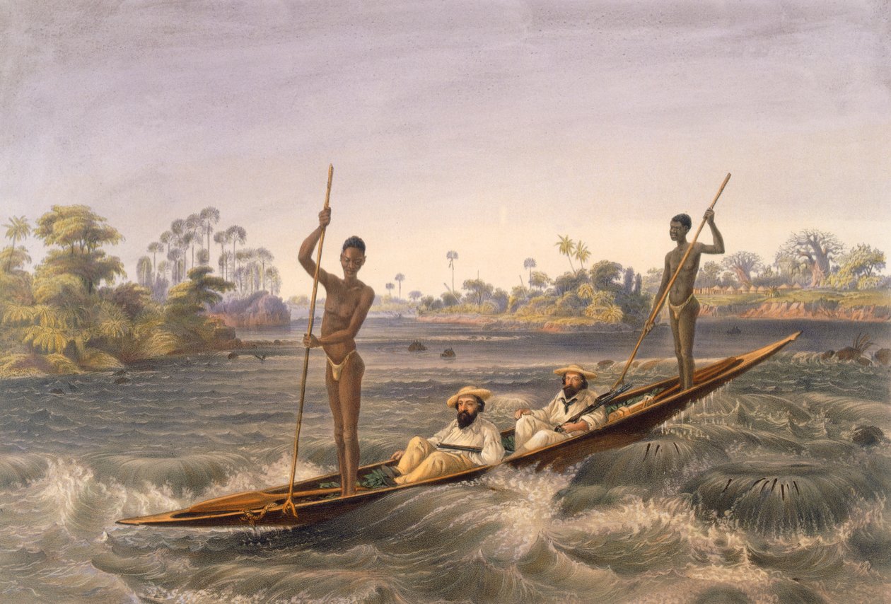 Zanjueelah, akıntıların kayıkçısı, pub. 1865. by Thomas Baines