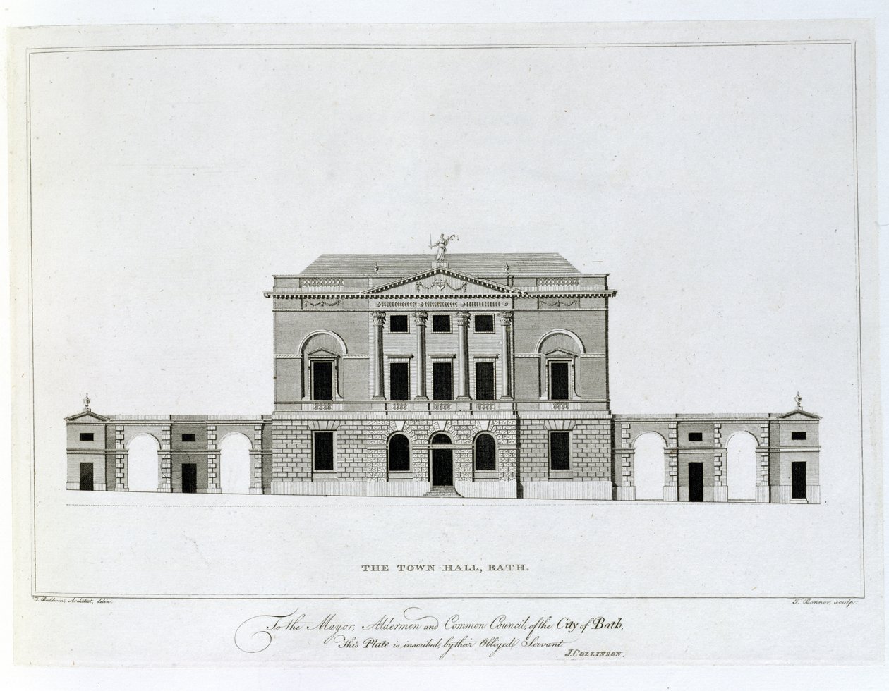 Belediye Binası, Bath, T. Bonnor tarafından oyulmuş by Thomas Baldwin