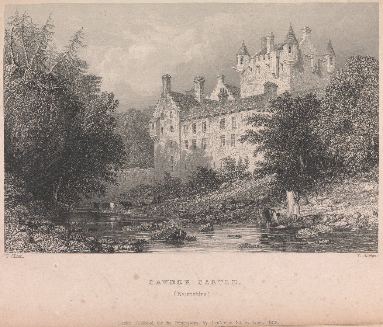 Cawdor Kalesi, Narnshire (G. Virtue tarafından yayınlanmıştır); sayfa 59 (Birinci Cilt) by Thomas Barber