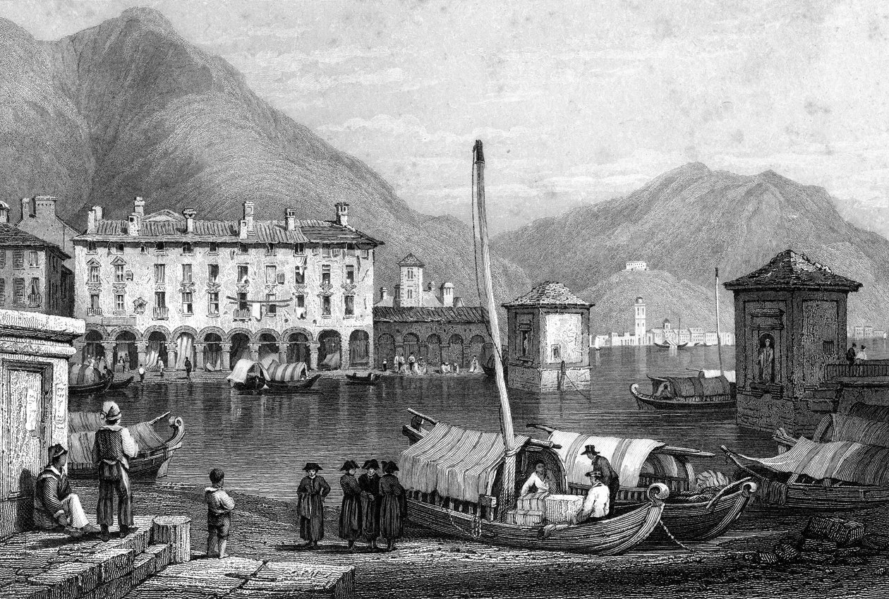Como ve Como Gölü, Lombardiya, İtalya, 19. yüzyıl. by Thomas Barber