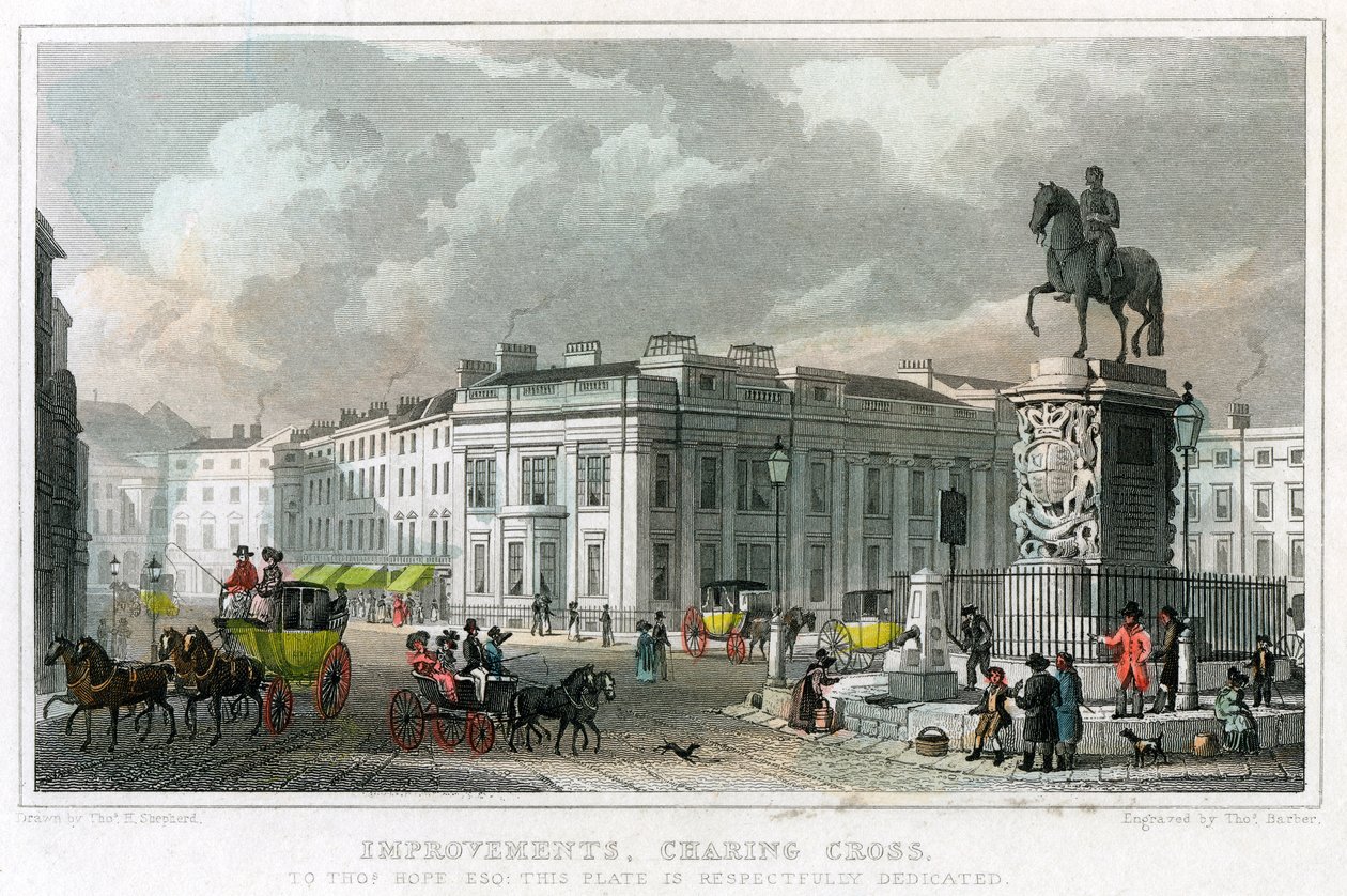 İyileştirmeler, Charing Cross, Westminster, Londra, 1828. by Thomas Barber