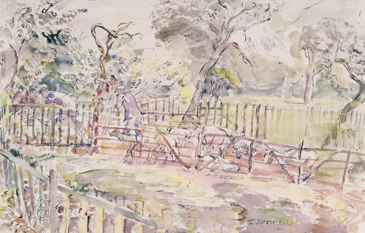 Koyun daldırma, New Street, Ridley, 1941 by Thomas Barclay Hennell