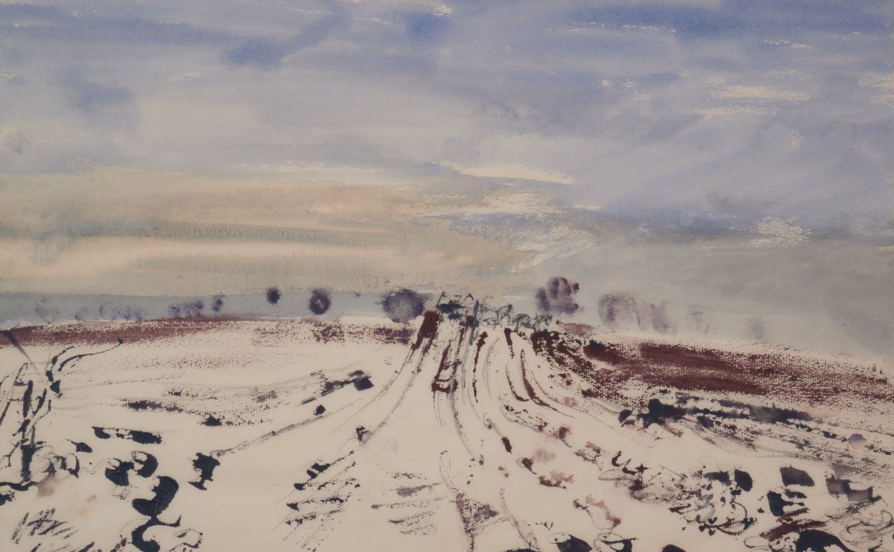 Karda çiftlik yolu, 20. yüzyıl (Suluboya) by Thomas Barclay Hennell