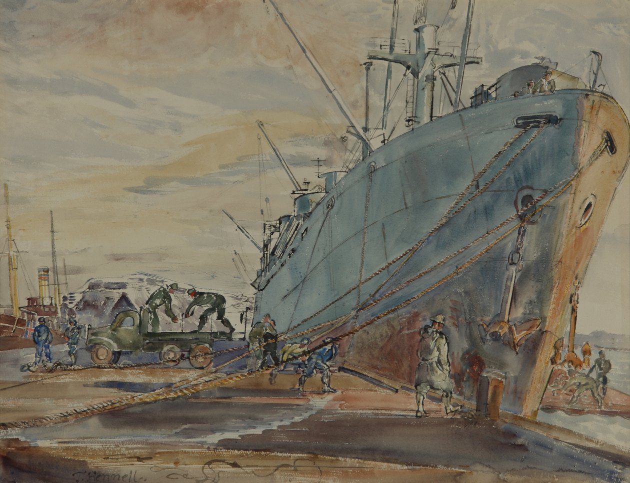 ABD Özgürlük Gemisi (kağıt üzerine suluboya) by Thomas Barclay Hennell