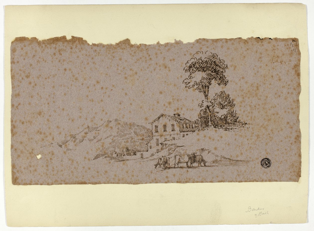 İnekler Ön Planda Dağlarda Çiftlik Evi by Thomas Barker