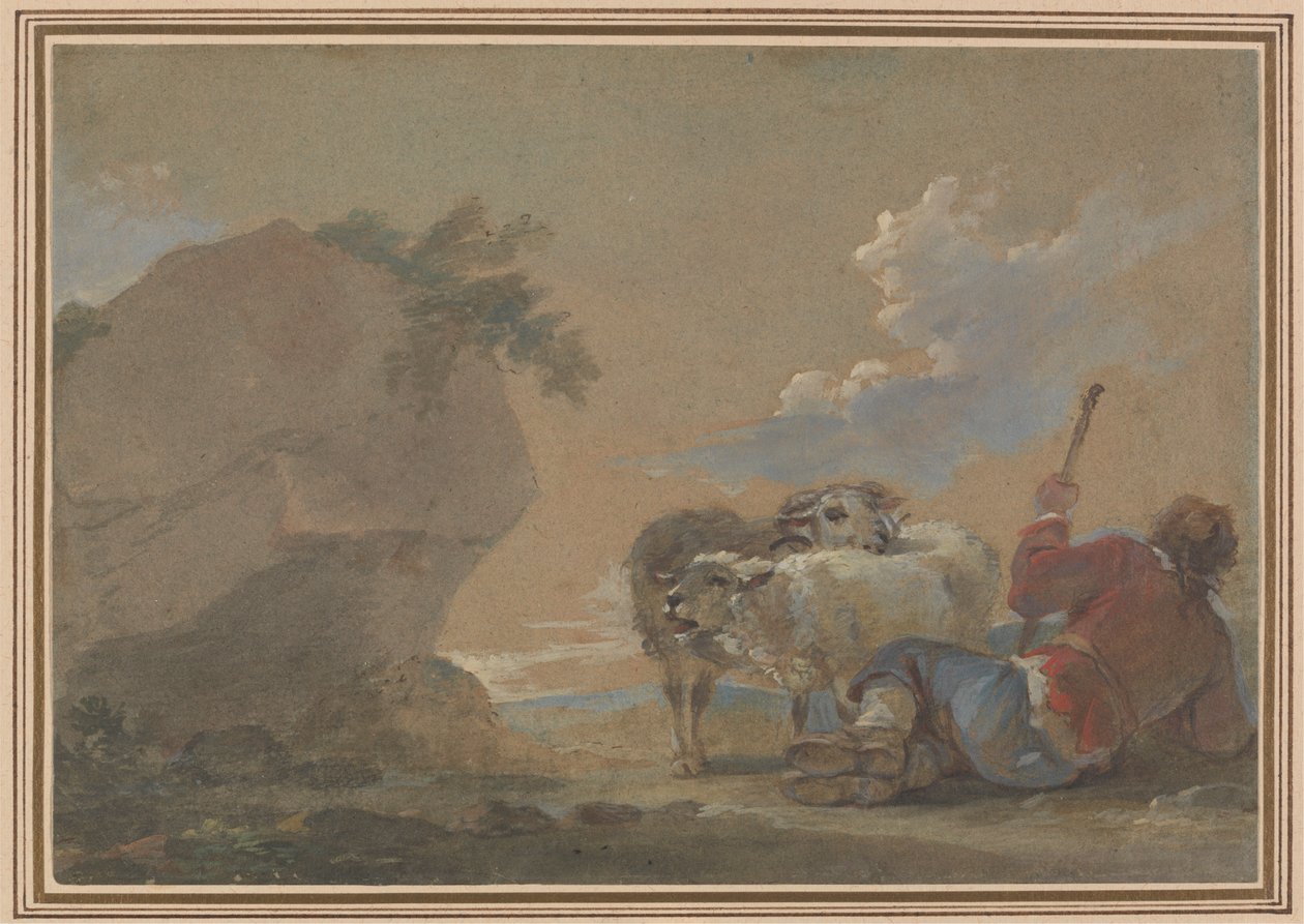Çoban ve Koyunlu Manzara by Thomas Barker