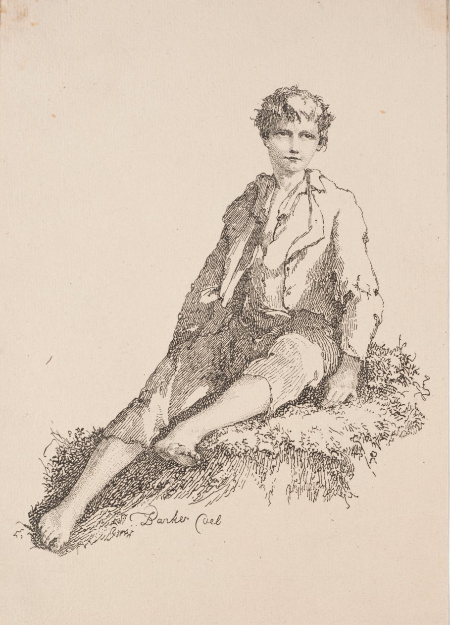 Çoklu Otomasyon Örnekleri: Çimenli Bir Bankada Oturan Çocuk, 1803. by Thomas Barker