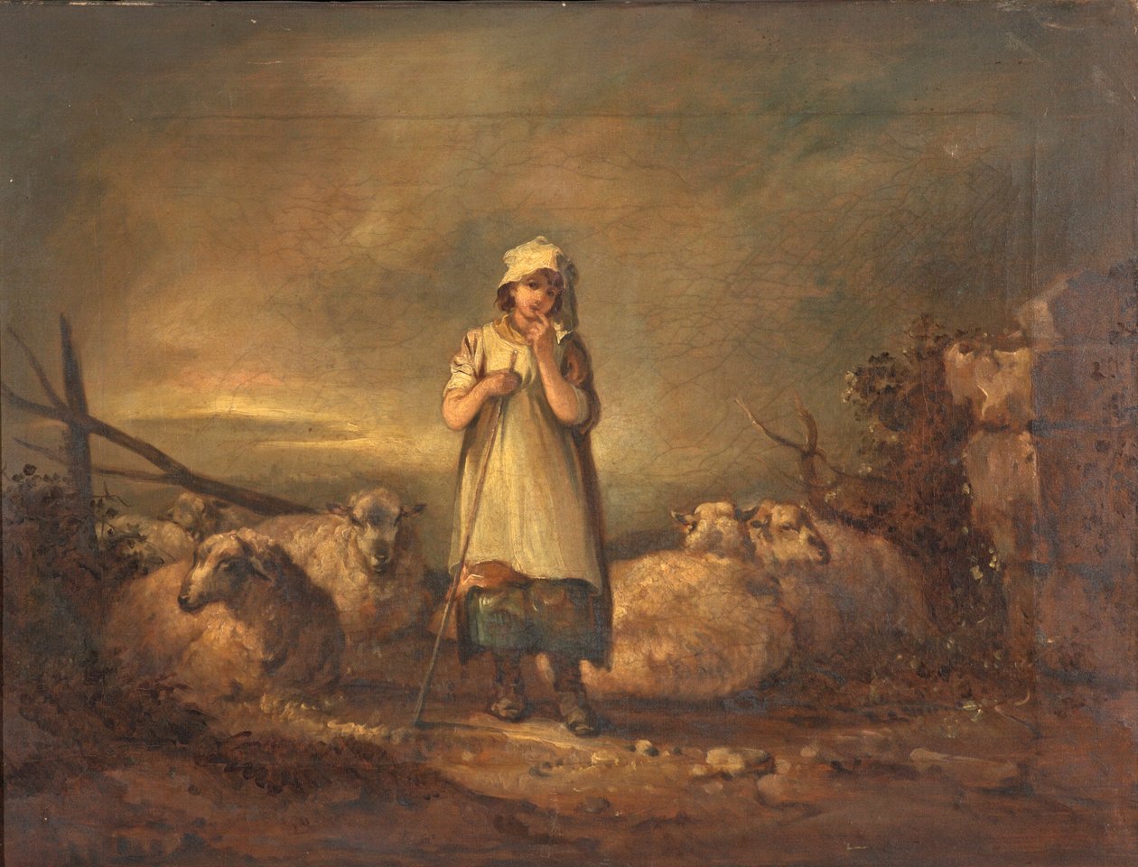 Gloucestershire Kızı Koyun Besliyor by Thomas Barker of Bath
