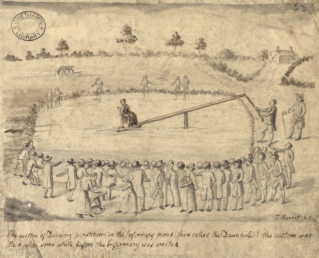 Ördek fahişeleri, Manchester, 1819 (kalem ve mürekkep ve kağıt üzerinde yıkama) by Thomas Barritt