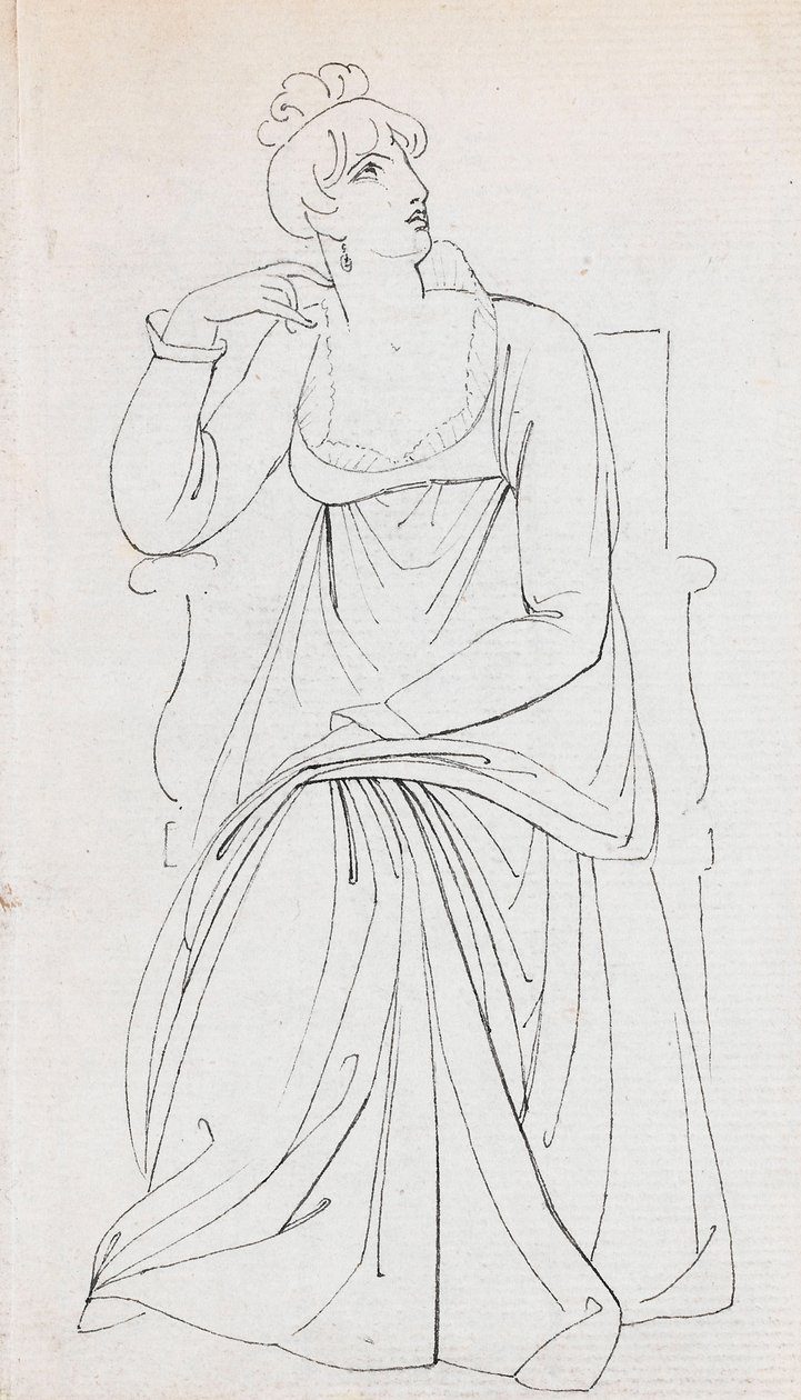 Oturan bir kadın, muhtemelen Charlotte Nelson (recto) by Thomas Baxter