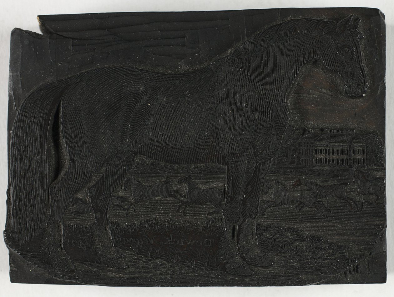 Dört Ayaklıların Genel Tarihinden Kara At için Tahta Blok by Thomas Bewick