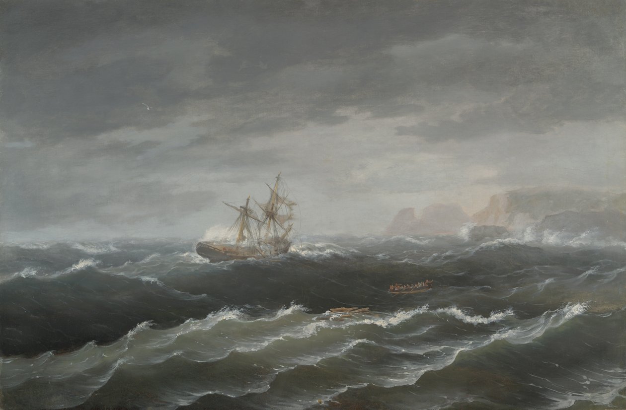 Rocky Coast yakınlarında gemi enkazı by Thomas Birch