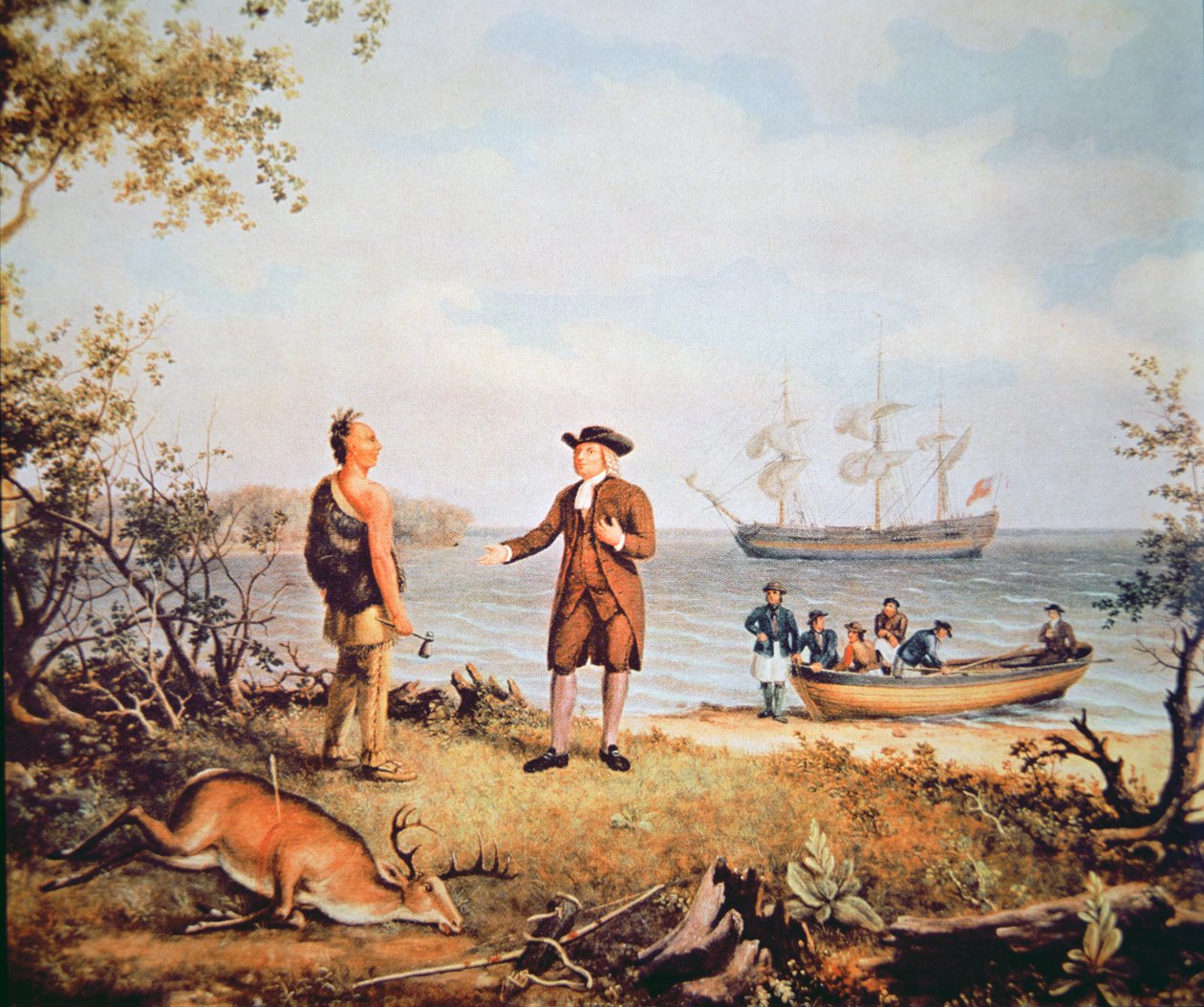 William Penn ilk kez Amerika