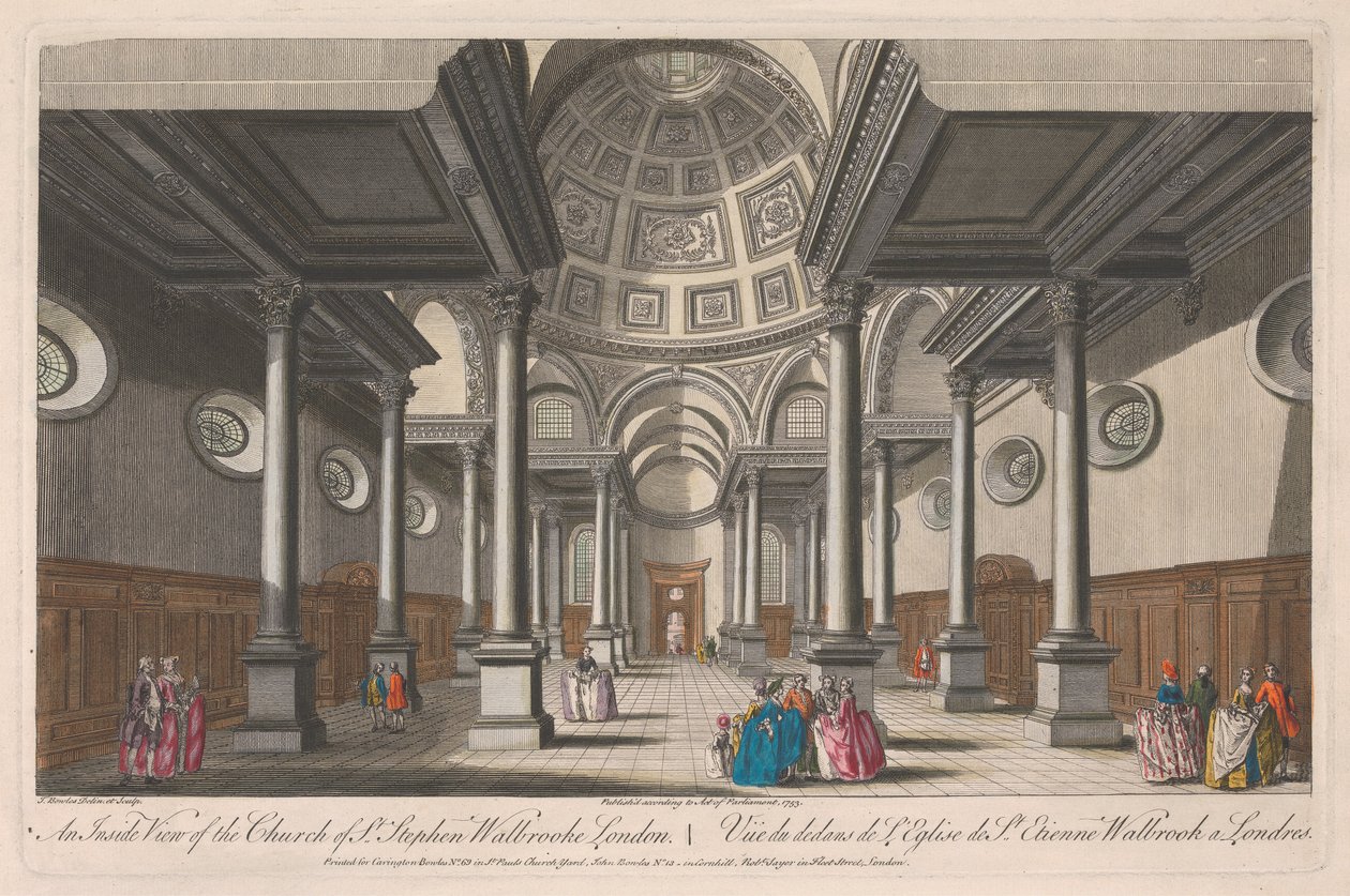 Aziz Stephen Kilisesi'nin İçten Görünümü, Walbrooke, Londra by Thomas Bowles