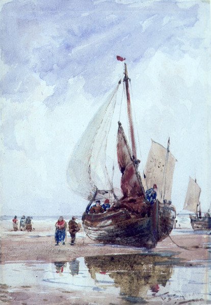 Sahilde Balık Tutma Şakası (suluboya) by Thomas Bush Hardy