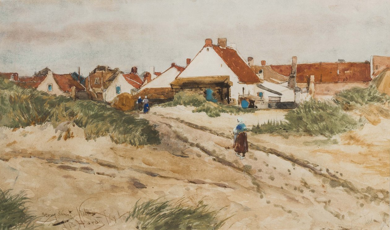 Gün Batımına Yakın, Katwijk, Hollanda, 1894 (kağıt üzerinde wc) by Thomas Bush Hardy