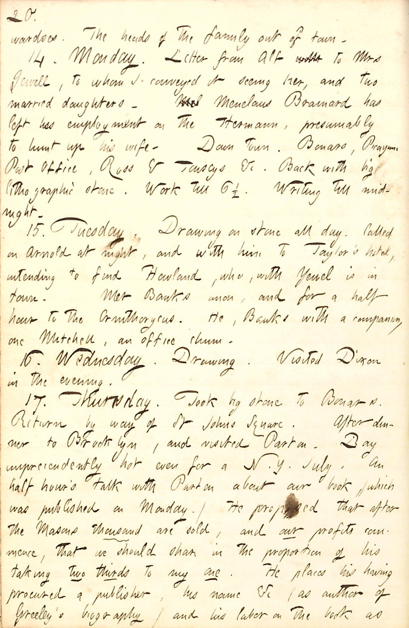 Thomas Butler Gunn Diaries- Cilt 8, sayfa 27, 13-17 Temmuz 1856 by Thomas Butler Gunn