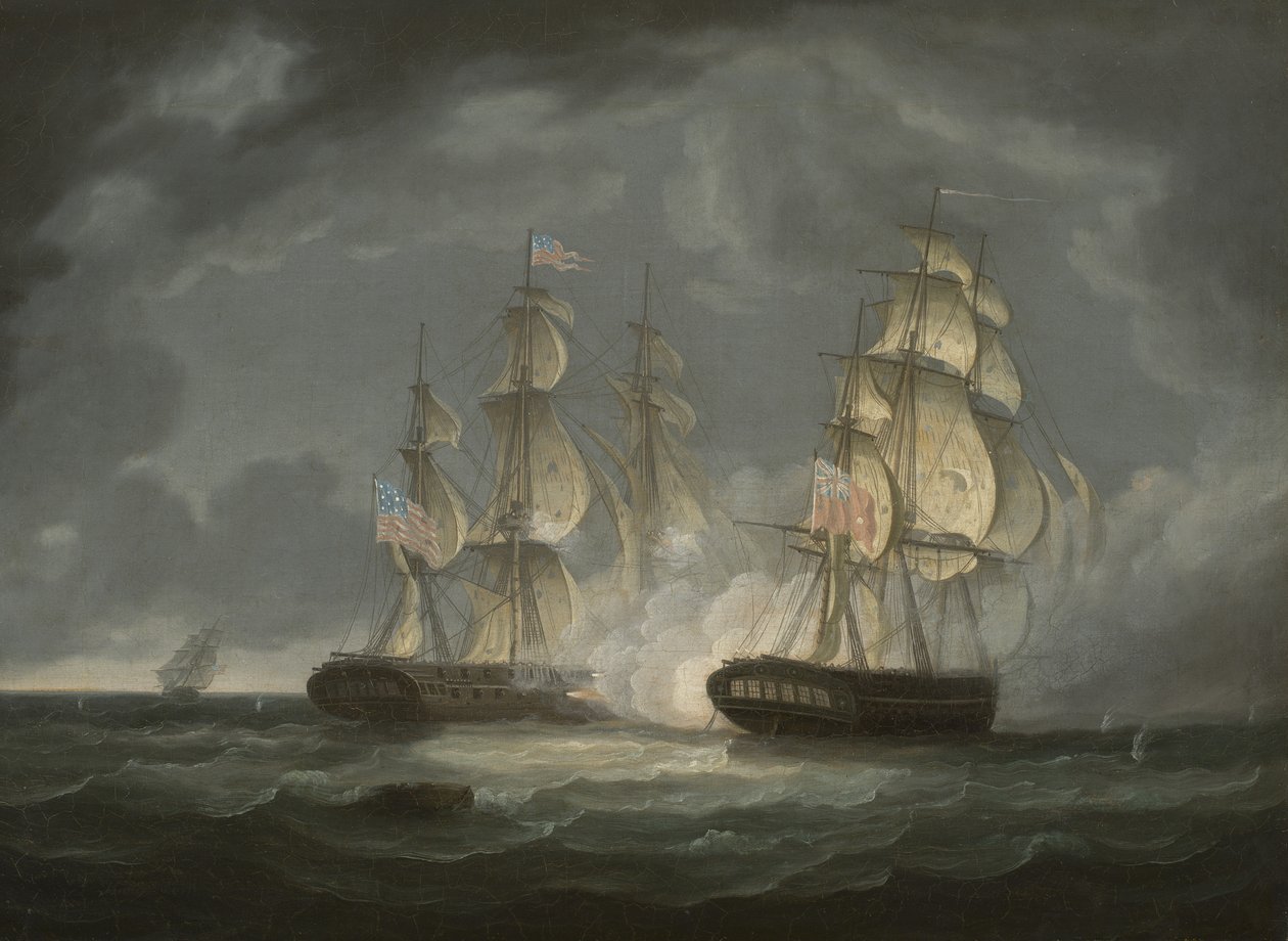 ABD Fırkateyn Başkanı ile H.M.S. Endymion, 1815 by Thomas Butterworth
