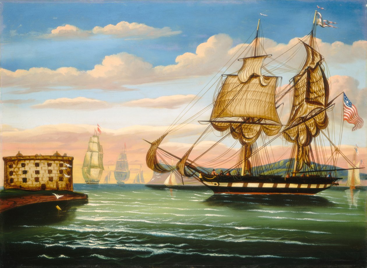 New York Körfezi, Gün Batımı by Thomas Chambers