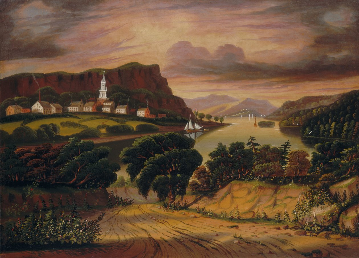George Gölü ve Caldwell Köyü, 19. yüzyılın ortalarında. by Thomas Chambers