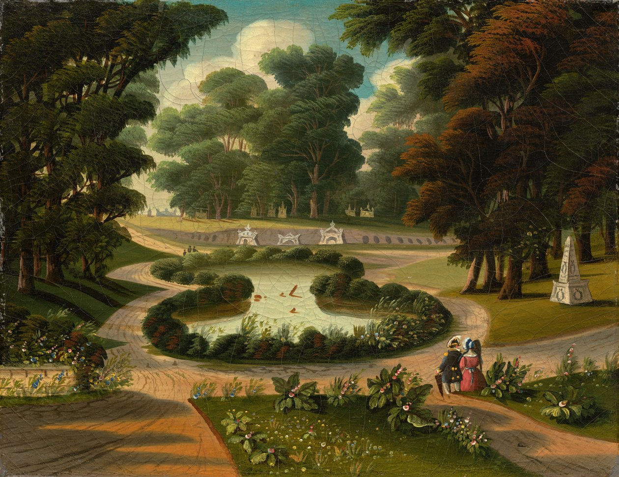 Mount Auburn Mezarlığı, 19. yüzyılın ortalarında. by Thomas Chambers