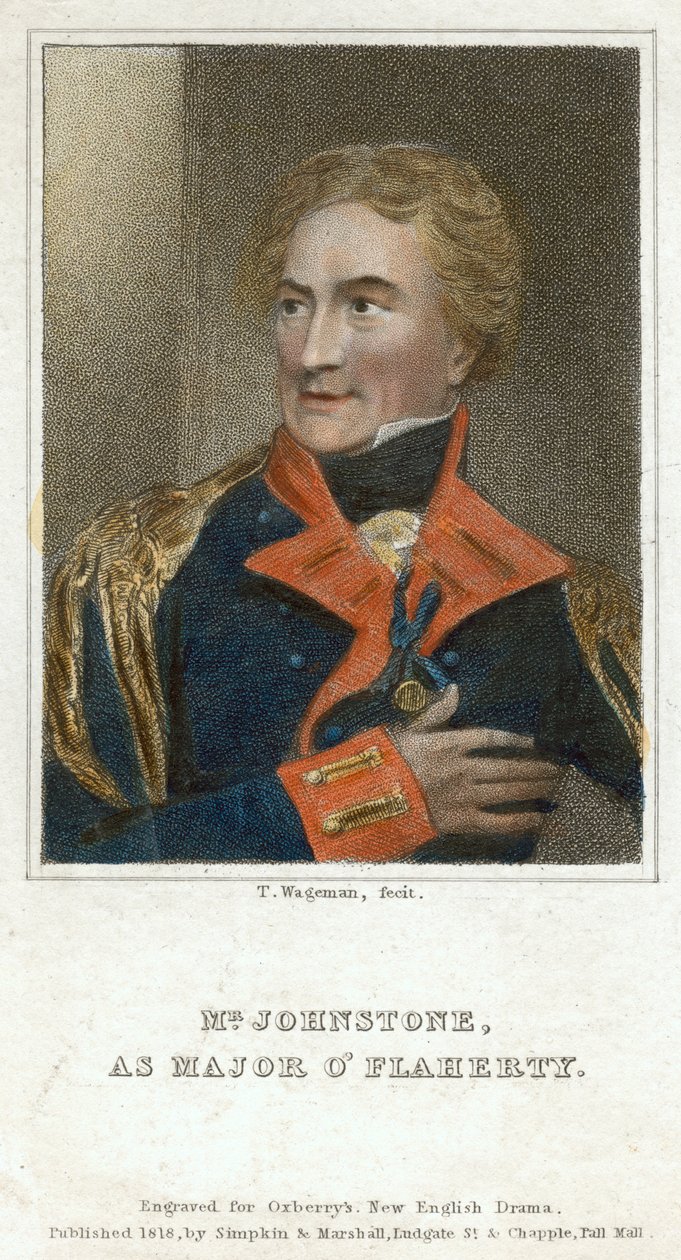 Bay Johnstone, Binbaşı OFlaherty rolünde, 1818. by Thomas Charles Wageman