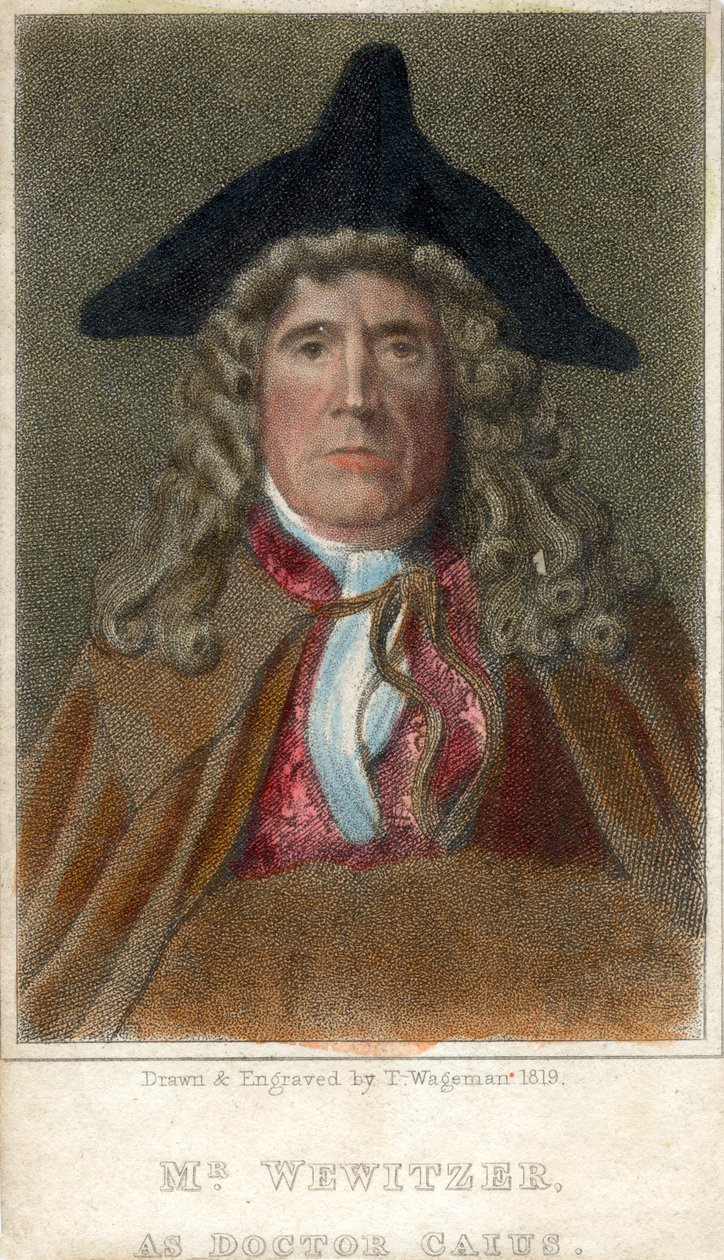 Bay Wewitzer, Doktor Caius, 1819 olarak. by Thomas Charles Wageman