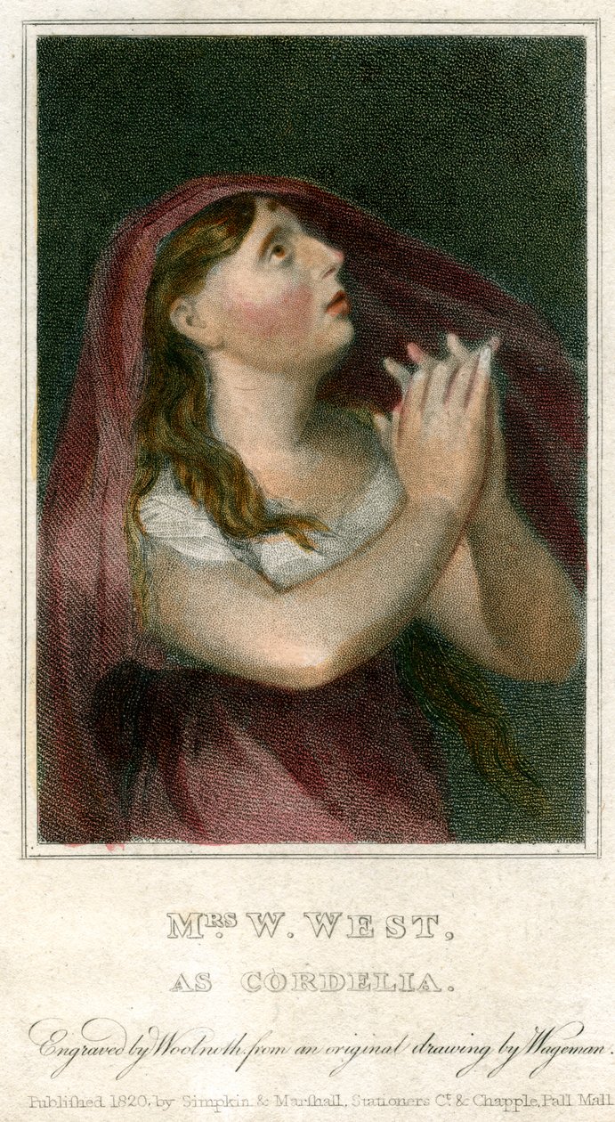 Bayan W West, Cordelia rolünde, 1820. by Thomas Charles Wageman