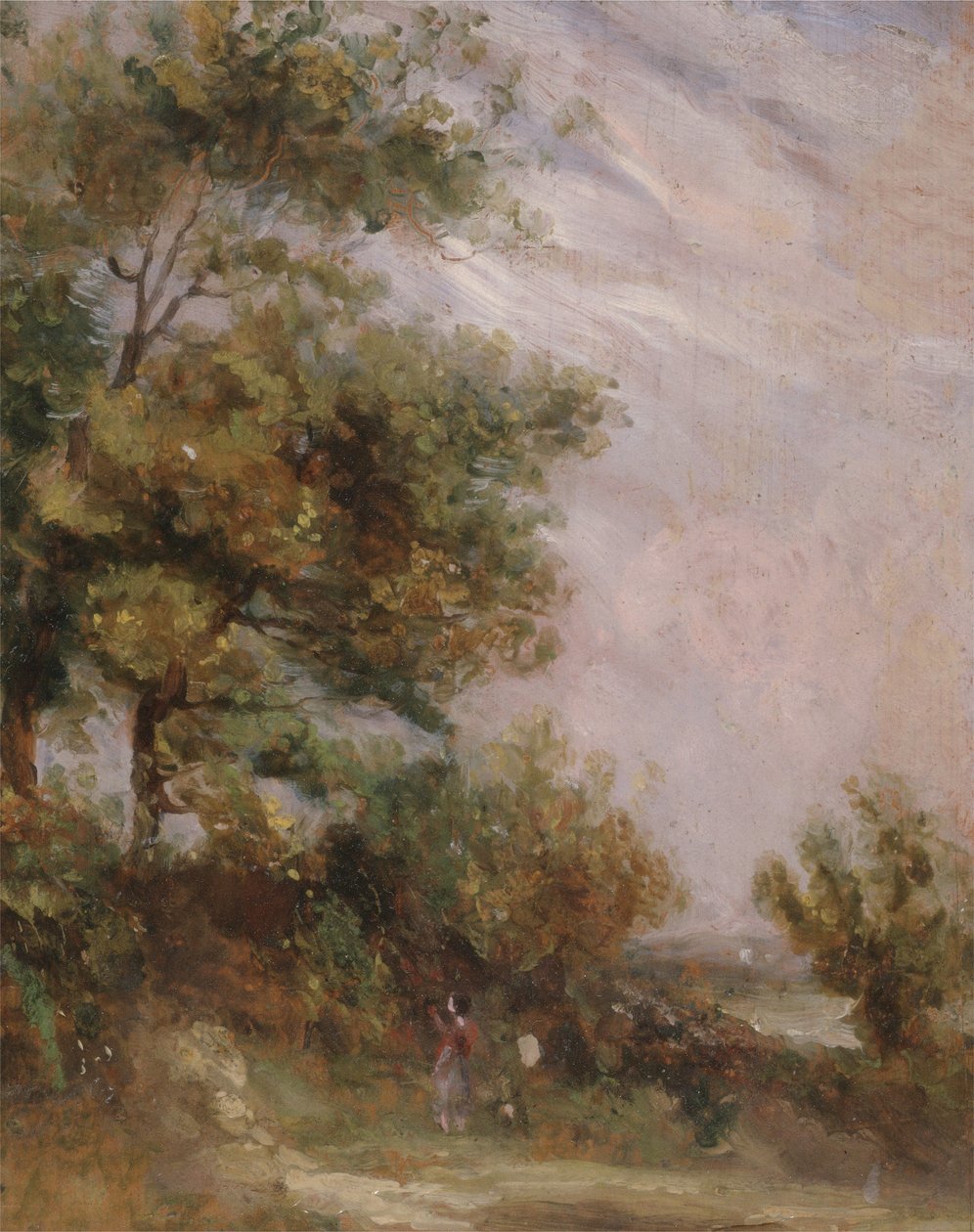 Ağaç ve Figürlü Peyzaj (rekto) (panel üzeri yağlı boya) by Thomas Churchyard
