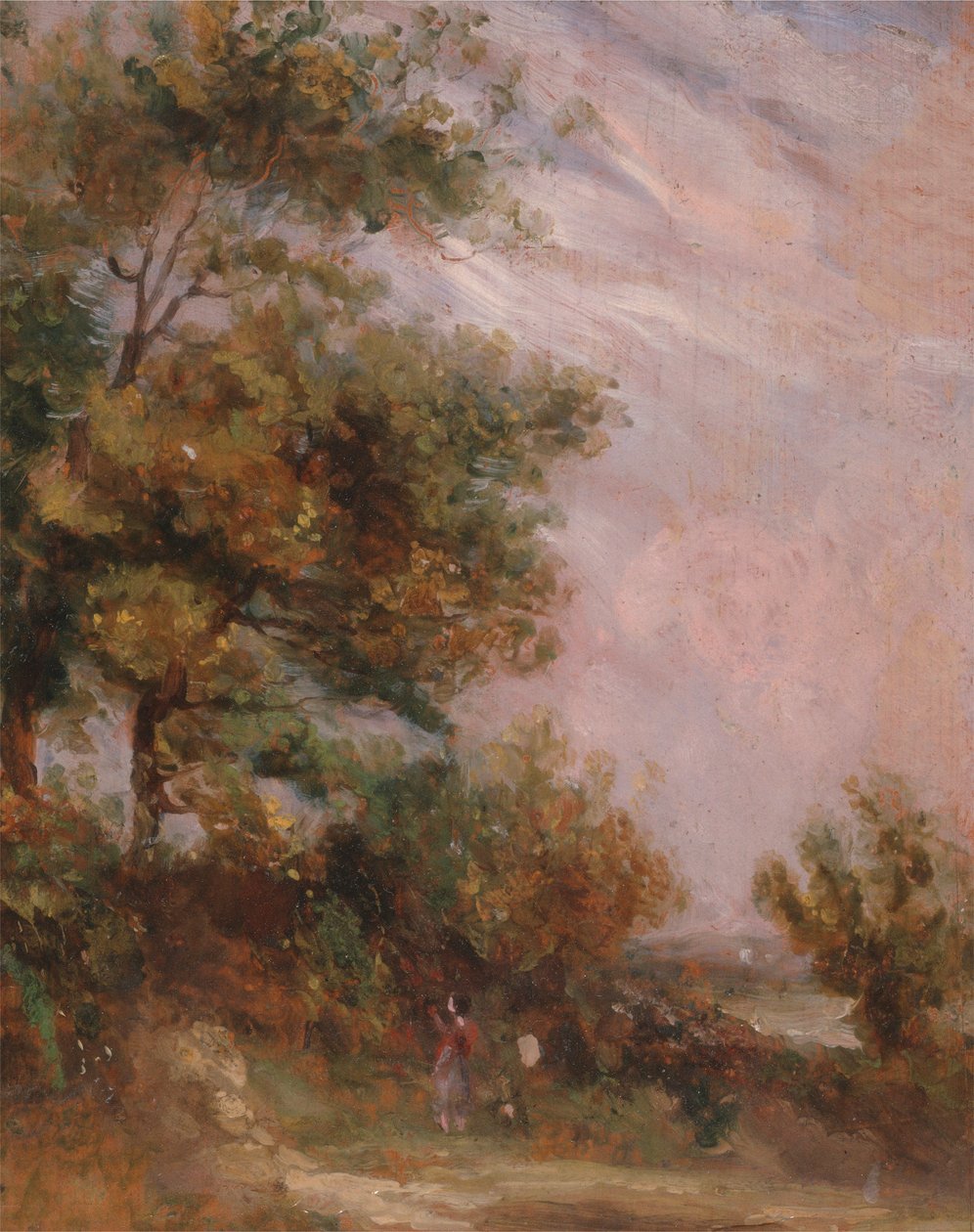 Ağaçlar ve Figür ile Manzara by Thomas Churchyard