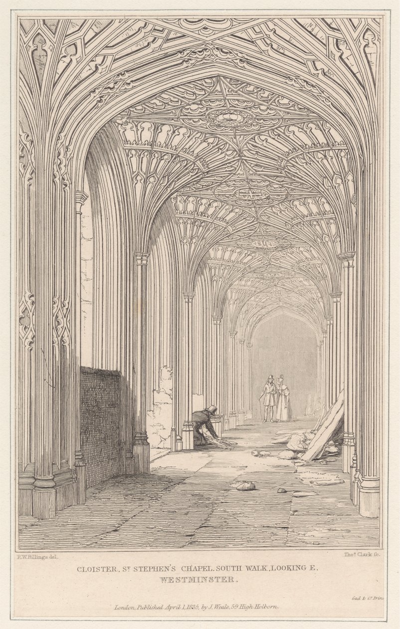 Manastır, Aziz Stephen Şapeli, South Walk, E. Westminster'a bakıyor by Thomas Clark