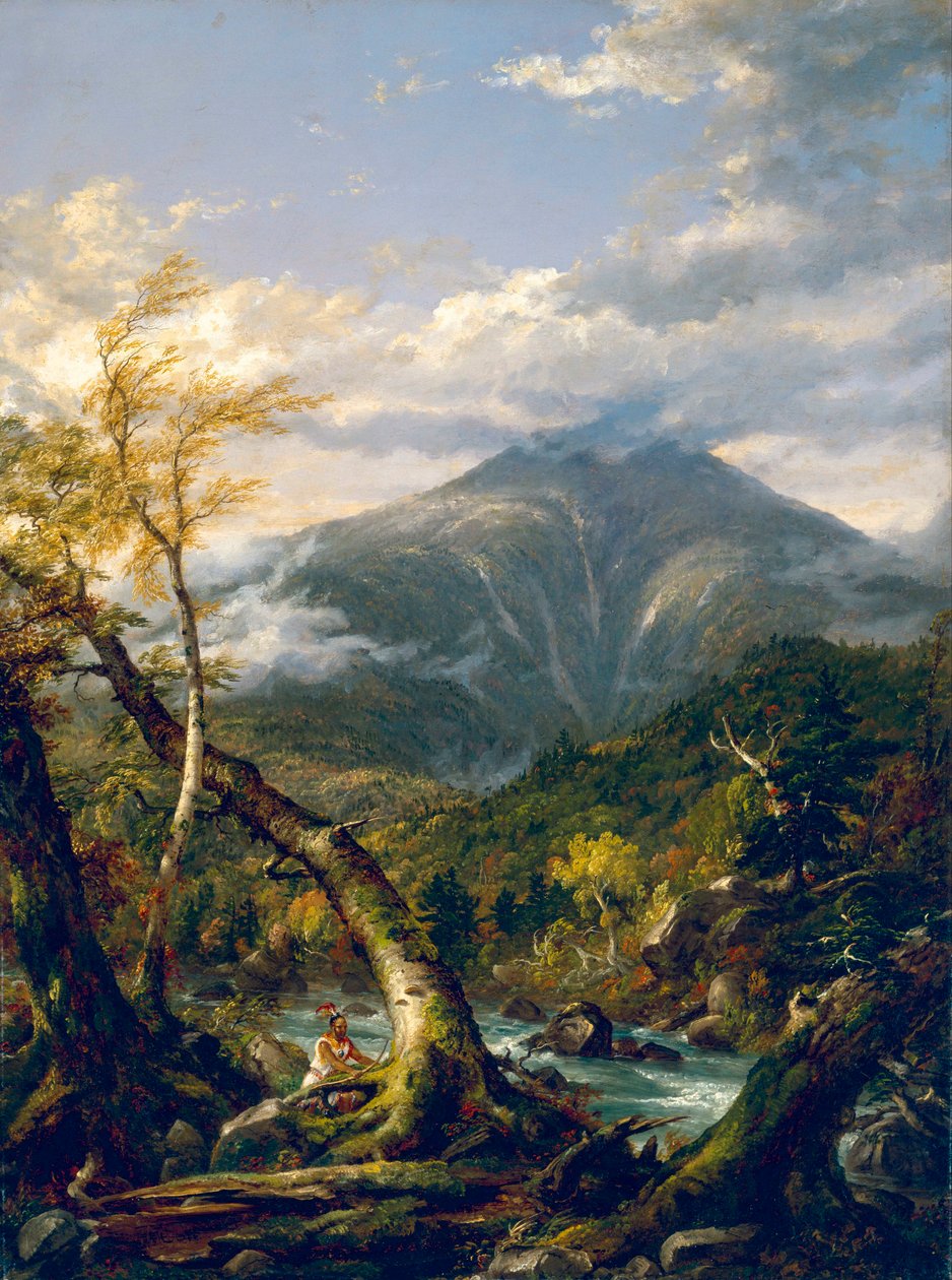 ""Hint Geçidi"" Amerikan Kızılderilileri ile Torrent manzara - Resim Thomas Cole (1801-1848) - 1847 - Tuval üzerine yağlıboya Dim 101x75 cm Güzel Sanatlar Müzesi, Houston by Thomas Cole