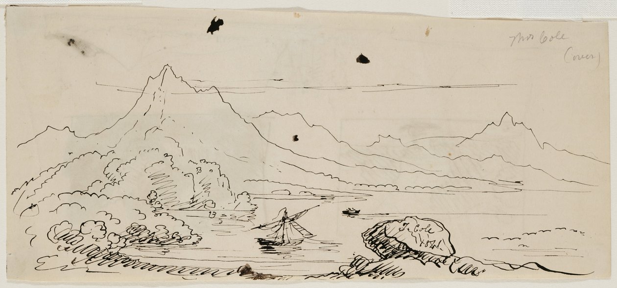 Manzara Kroki, 1841 (krem dokuma kağıt üzerine kalem ve siyah mürekkep) by Thomas Cole